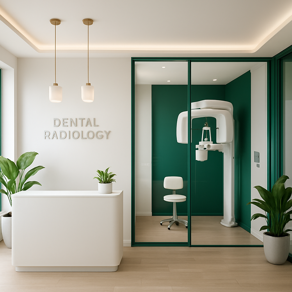 Ambiente moderno da clínica Imagine Radiologia Odontológica